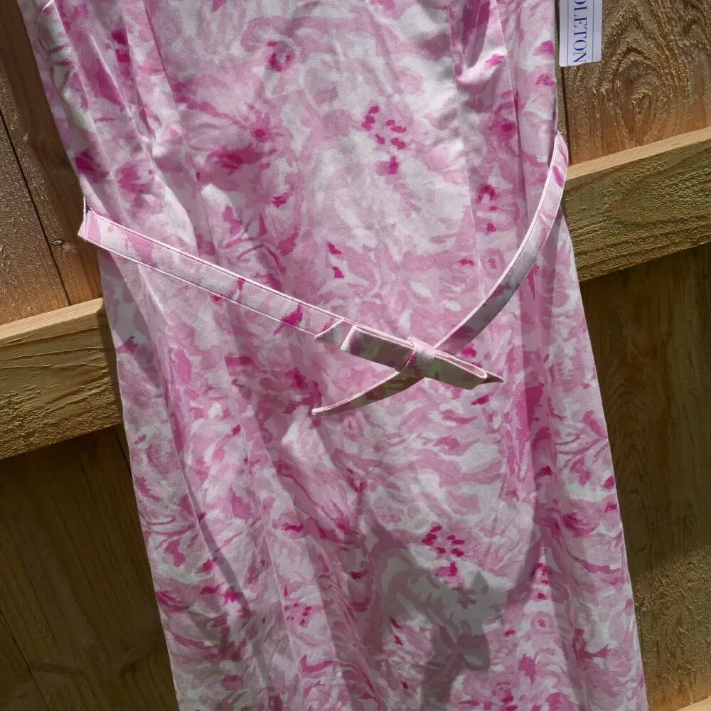 Pendleton Sleeveless Sheath Dress Pink Floral Belted Cotton Spandex NWT 14P - Picture 2 of 6